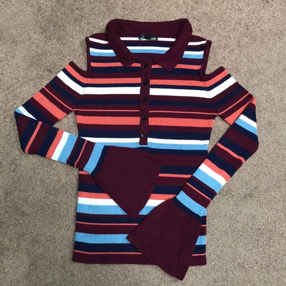 Striped cold shoulder sweater - Picture 1 of 1